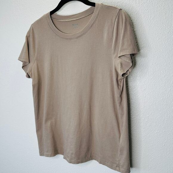 Madewell Taupe Short Sleeve Scoop Neck Top Small - Picture 3 of 11